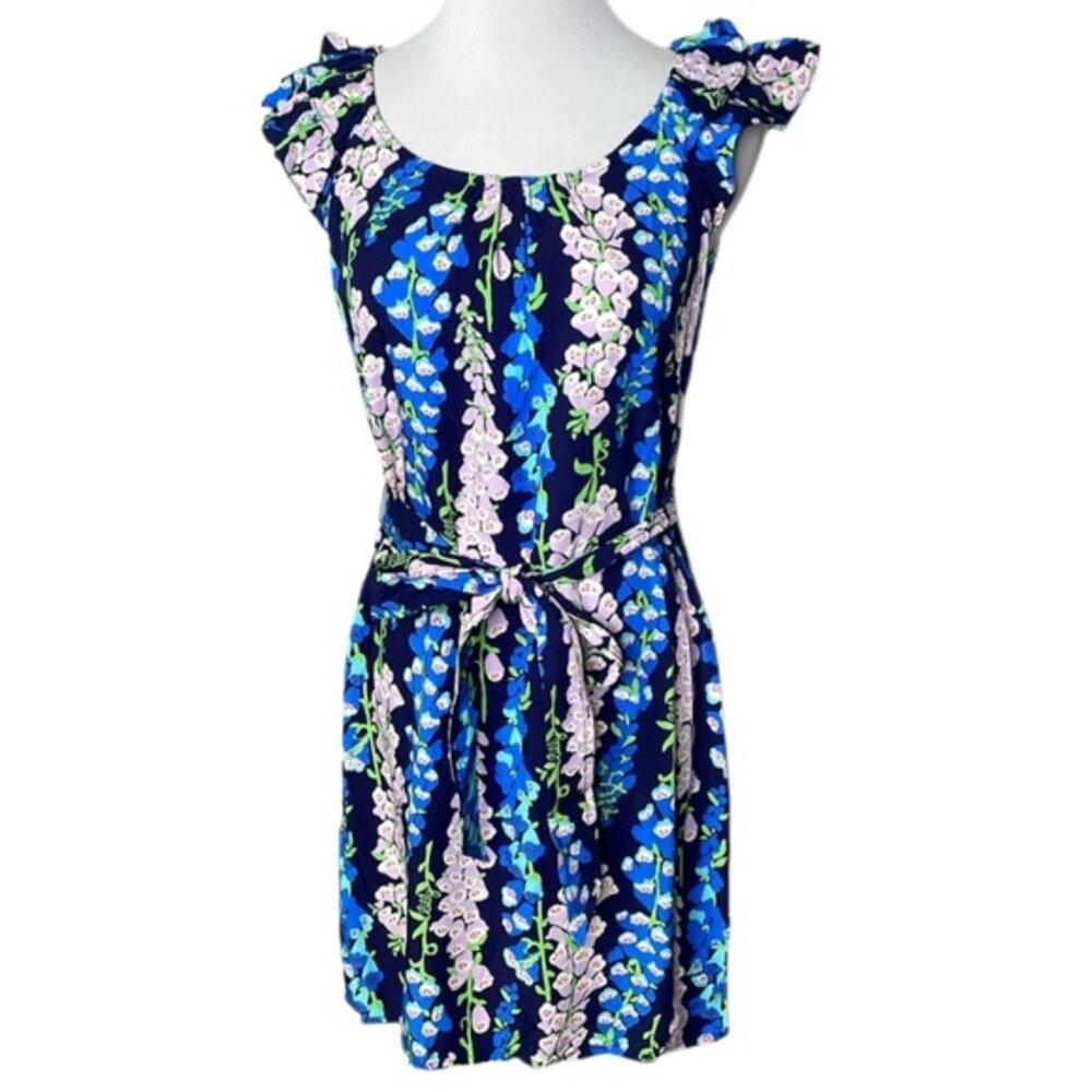 Lilly Pulitzer Maya Foxy Foxglove Shift Dress Sash Tie Belt, Size Medium